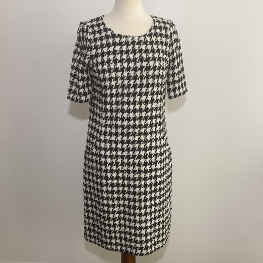 Weill | Cleef Black and White Houndstooth Tweed Dress Size 38